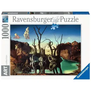 1000 pieces puzzle art collection swans reflecting in elephants / salvador dali Ravensburger image-0