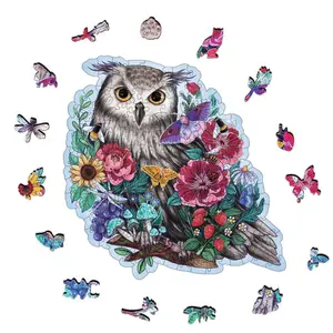 150-piece wooden animal puzzle Ravensburger Hibou floral image-2
