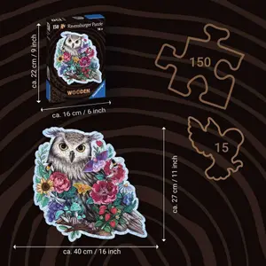 150-piece wooden animal puzzle Ravensburger Hibou floral image-3