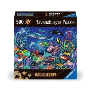 500-piece rectangular wooden puzzle Ravensburger Monde marin coloré image-0