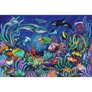 500-piece rectangular wooden puzzle Ravensburger Monde marin coloré image-1