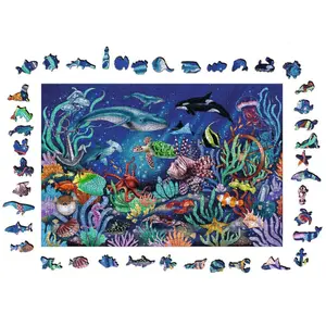 500-piece rectangular wooden puzzle Ravensburger Monde marin coloré image-2