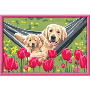 Large labradors and tulips coloring page Ravensburger image-1