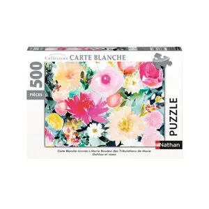 500 pieces puzzle nathan dahlias and roses / marie boudon - carte blanche collection Ravensburger image-0