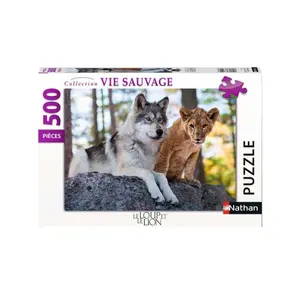 500 pieces puzzle nathan the wolf and the lion Ravensburger image-0