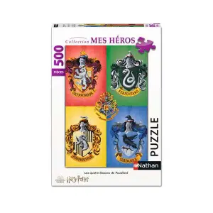 500-piece puzzle n the four Hogwarts coats of arms Ravensburger image-0