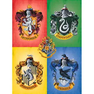 500-piece puzzle n the four Hogwarts coats of arms Ravensburger image-1