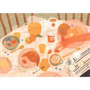 1500 pieces breakfast puzzle / florence sabatier - collection carte blanche Ravensburger image-1