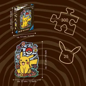 300-piece wooden puzzle - pikachu Ravensburger image-3