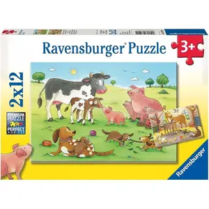 Puzzle 2 x 12 pièces Ravensburger Familias Animales image-0