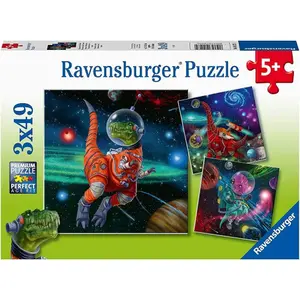 3 x jigsaw puzzle 49 pieces triple dinos in space Ravensburger image-0