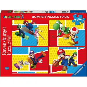 Puzzle 4 x 100 pieces multi Ravensburger Super Mario image-0