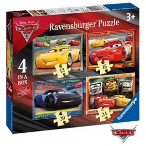 4 in 1 puzzle of 12 to 20 progressive pieces Ravensburger Cars image-0
