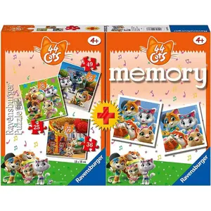 Triple puzzles + memory pack Ravensburger 44 Chats image-0