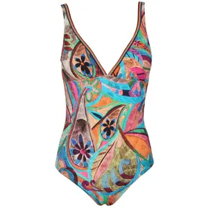 Women's Front Triangle One-Piece Swimsuit Red Point Abby image-0