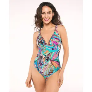 Women's Front Triangle One-Piece Swimsuit Red Point Abby image-2