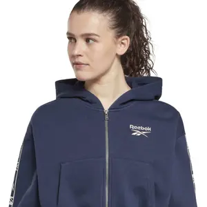 Hooded sweatshirt with zipper and women's band Reebok image-4
