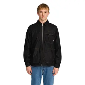 Zip-Up Denim Work Shirt Revolution image-0