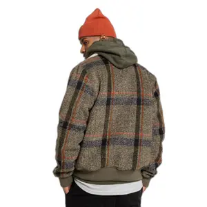 Quilted plaid aviator jacket with ribbed details Revolution image-2