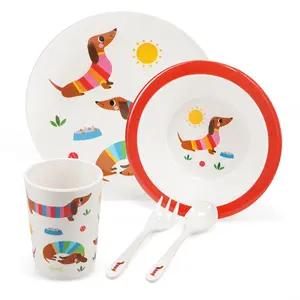 Children's melamine plate Rex London Sunny Sausage Dog (x5)