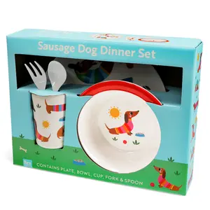 Children's melamine plate Rex London Sunny Sausage Dog (x5) image-1