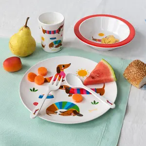 Children's melamine plate Rex London Sunny Sausage Dog (x5) image-2