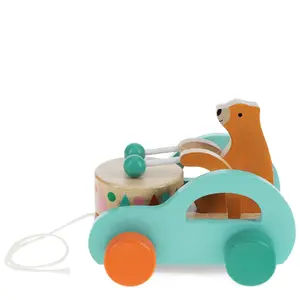 Houten trek speelgoed Rex London Drumming Bear image-1