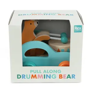 Houten trek speelgoed Rex London Drumming Bear image-2