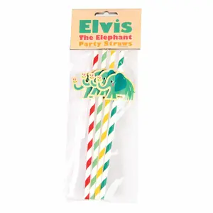 Καλαμάκι για παιδιά Rex London Elvis The Elephant (x4) image-1