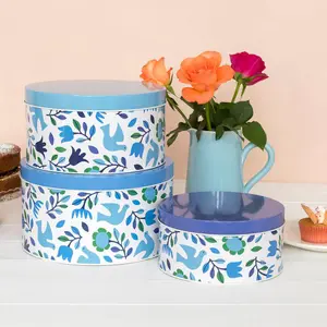 Lot de 3 boîtes rondes Rex London Folk Doves