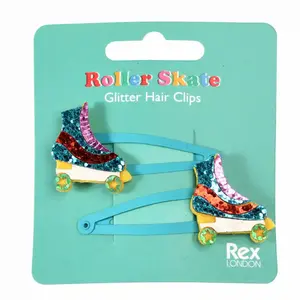 Glitter haarspeld rolschaatsen Rex London (x2) image-2
