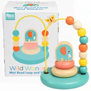 Jeux d'éveil mini boucle de perles et jouet empilable bébé Rex London Wild Wonders image-2