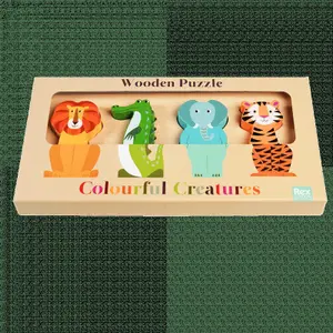Children's wooden puzzle Rex London Colourful Creatures image-1