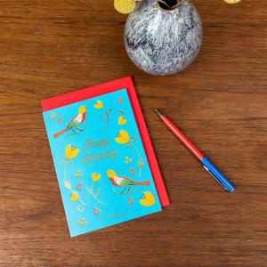 Geburtstagskarte Blumen Vögel Rex London image-1