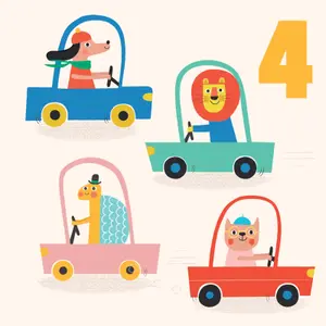 Κάρτα γενεθλίων Rex London Driving Animals Quatre image-0