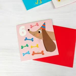 Carte d'anniversaire chien et os six Rex London image-1