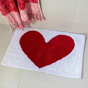 Tapis de bain en coton tufté Rex London Cœur image-1