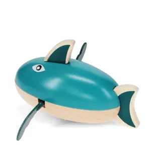 Wooden wind-up shark bath toy Rex London