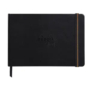 Cahier à brochure rembordé rigide A5 paysage 112p uni Rhodia Touch Carb'on image-0