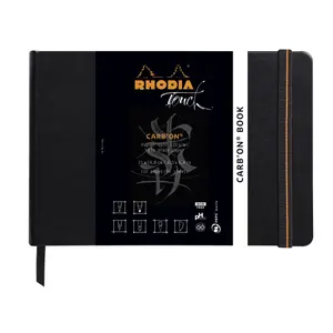 Cahier à brochure rembordé rigide A5 paysage 112p uni Rhodia Touch Carb'on image-1