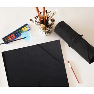 Astuccio a rotolo 2 in 1 per artisti con astuccio con cerniera rimovibile, tela nera stampata Rhodia Touch image-2