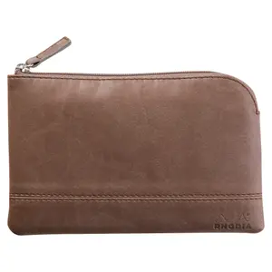 Zip-up pouch in Italian imitation leather Rhodia image-0