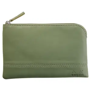Zip-up pouch in Italian imitation leather Rhodia image-0