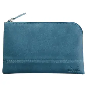 Zip-up pouch in Italian imitation leather Rhodia image-0