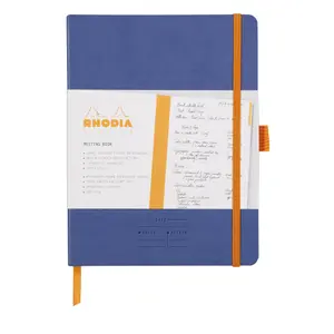 Carnet pages microperforé papier avec élastique + pstylo Rhodia Meeting image-2