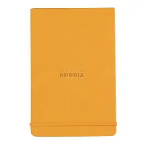 Bloc de notas rígido con remate de 192 páginas rayadas microperforadas en papel marfil, cierre elástico Rhodia image-0