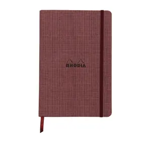 Hardcover A5 lined notebook met kunstlederen kaft in Amarante patroon, 192 pagina's ivoor papier Rhodia Botanique image-0