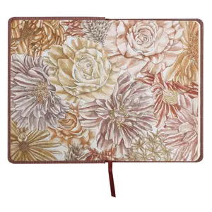 Hardcover A5 lined notebook met kunstlederen kaft in Amarante patroon, 192 pagina's ivoor papier Rhodia Botanique image-1