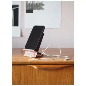 Synthetic leather phone holder with Amaranth pattern Rhodia Botanique image-1