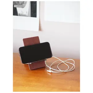 Synthetic leather phone holder with Amaranth pattern Rhodia Botanique image-2